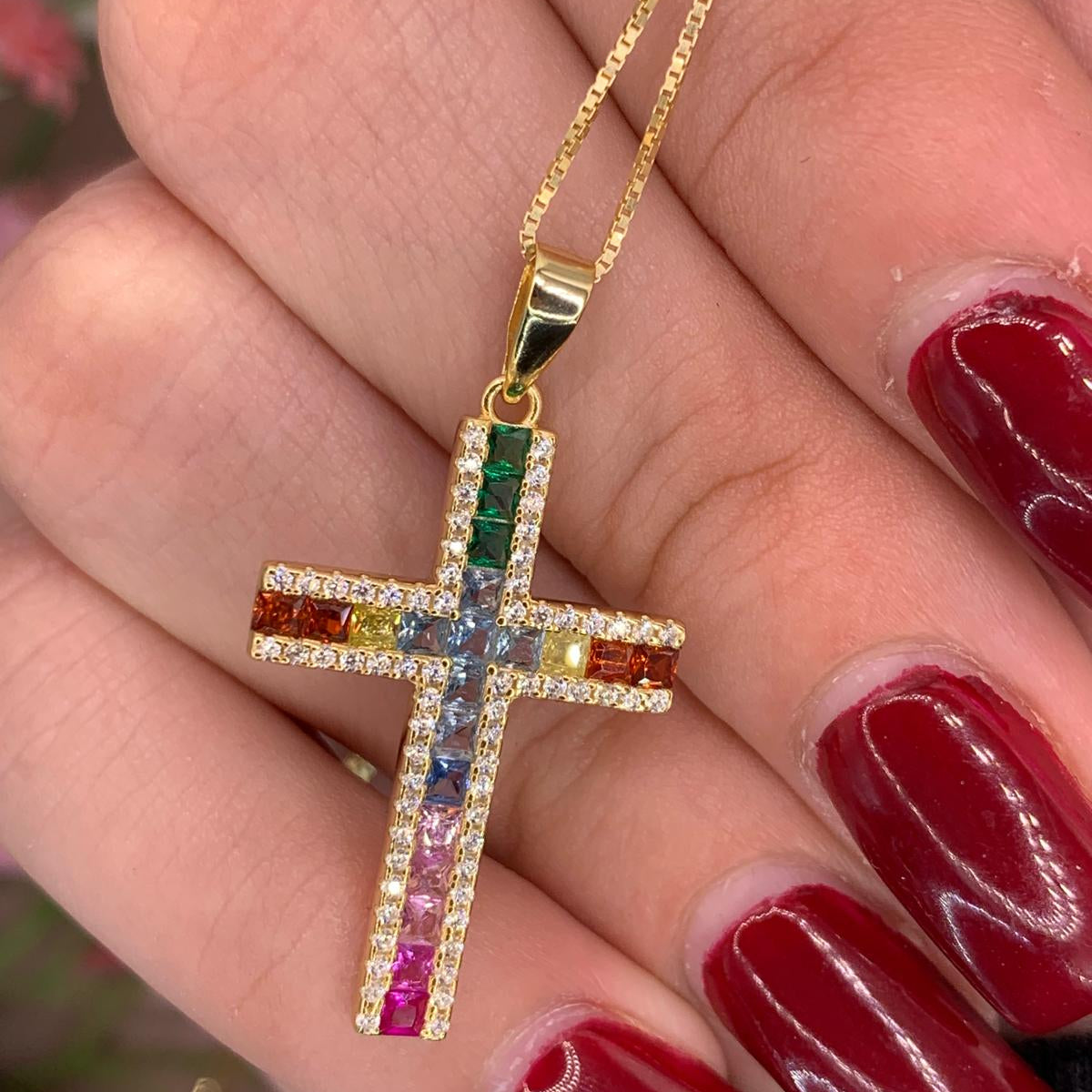 Collana croce multicolor