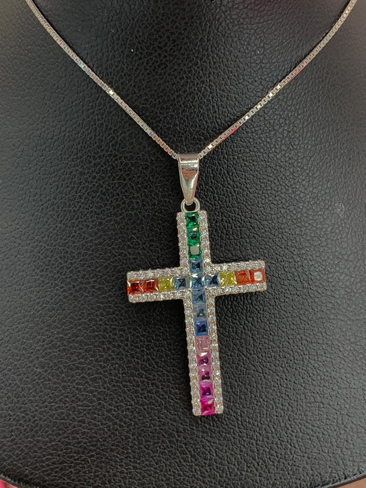 Collana croce multicolor