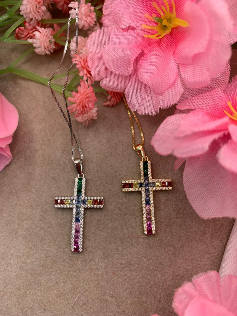Collana croce multicolor