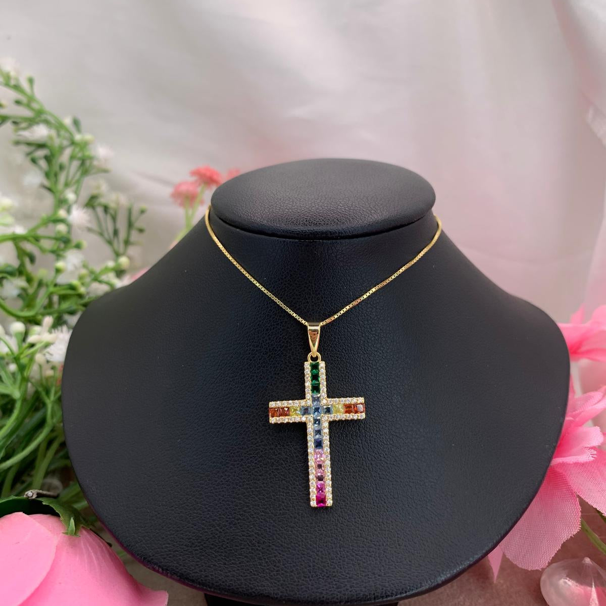 Collana croce multicolor