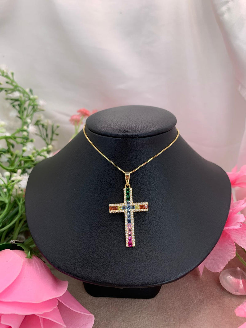 Collana croce multicolor