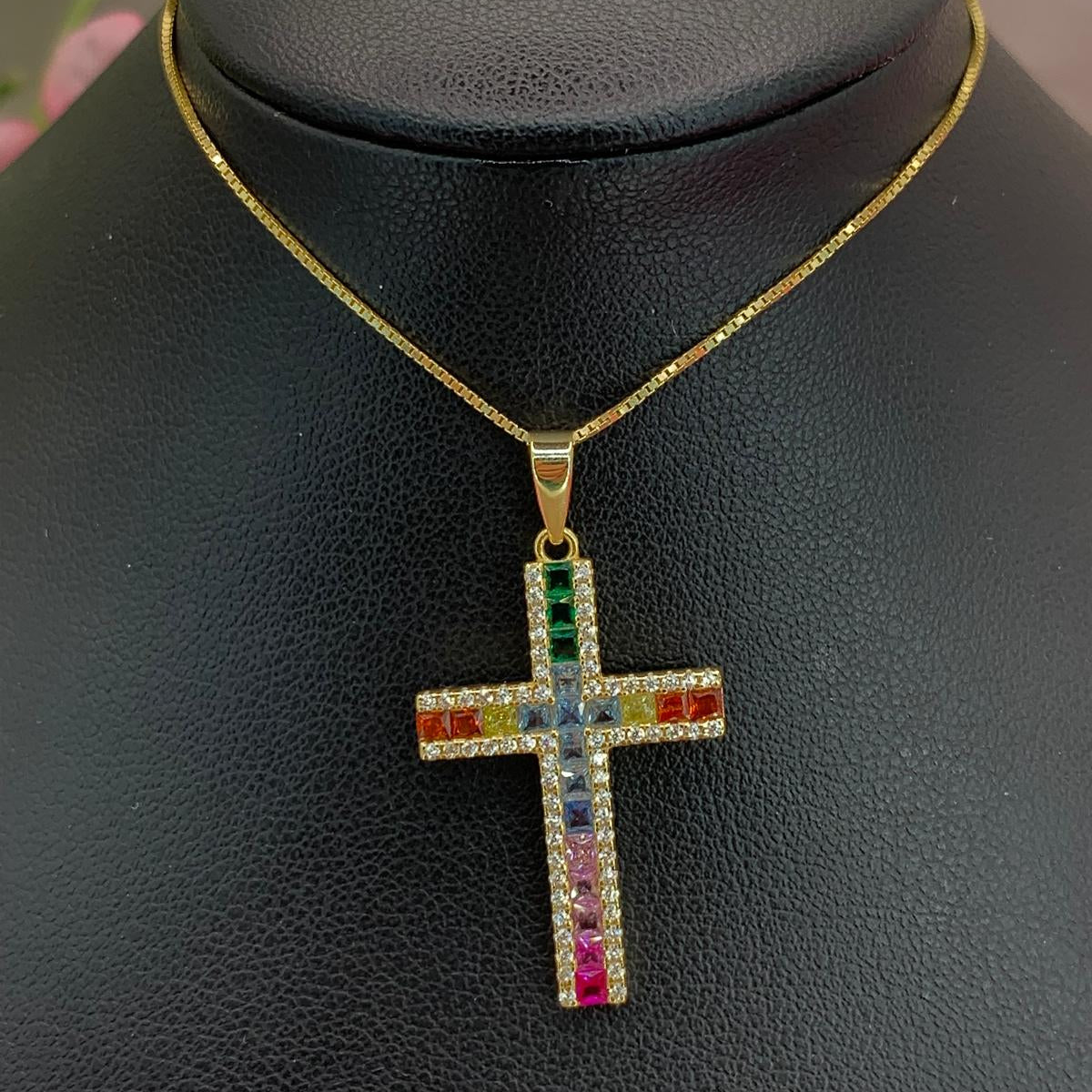 Collana croce multicolor