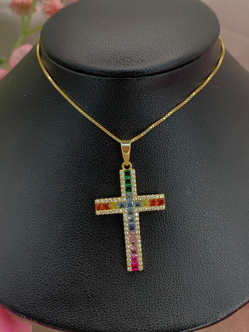 Collana croce multicolor