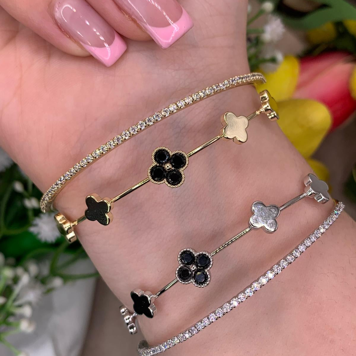 Bracciale trifoglio acciaio