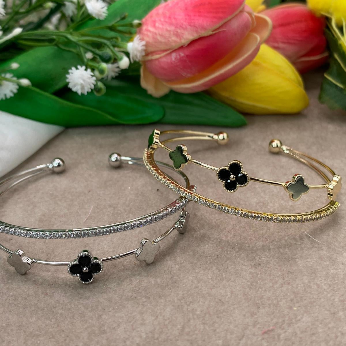 Bracciale trifoglio acciaio