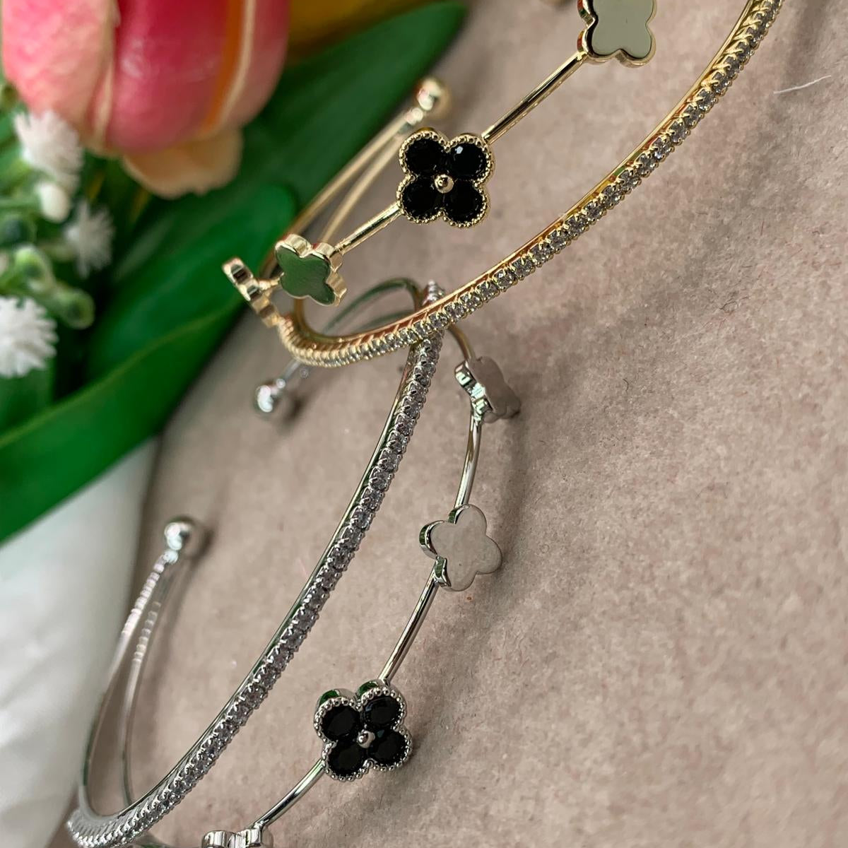 Bracciale trifoglio acciaio