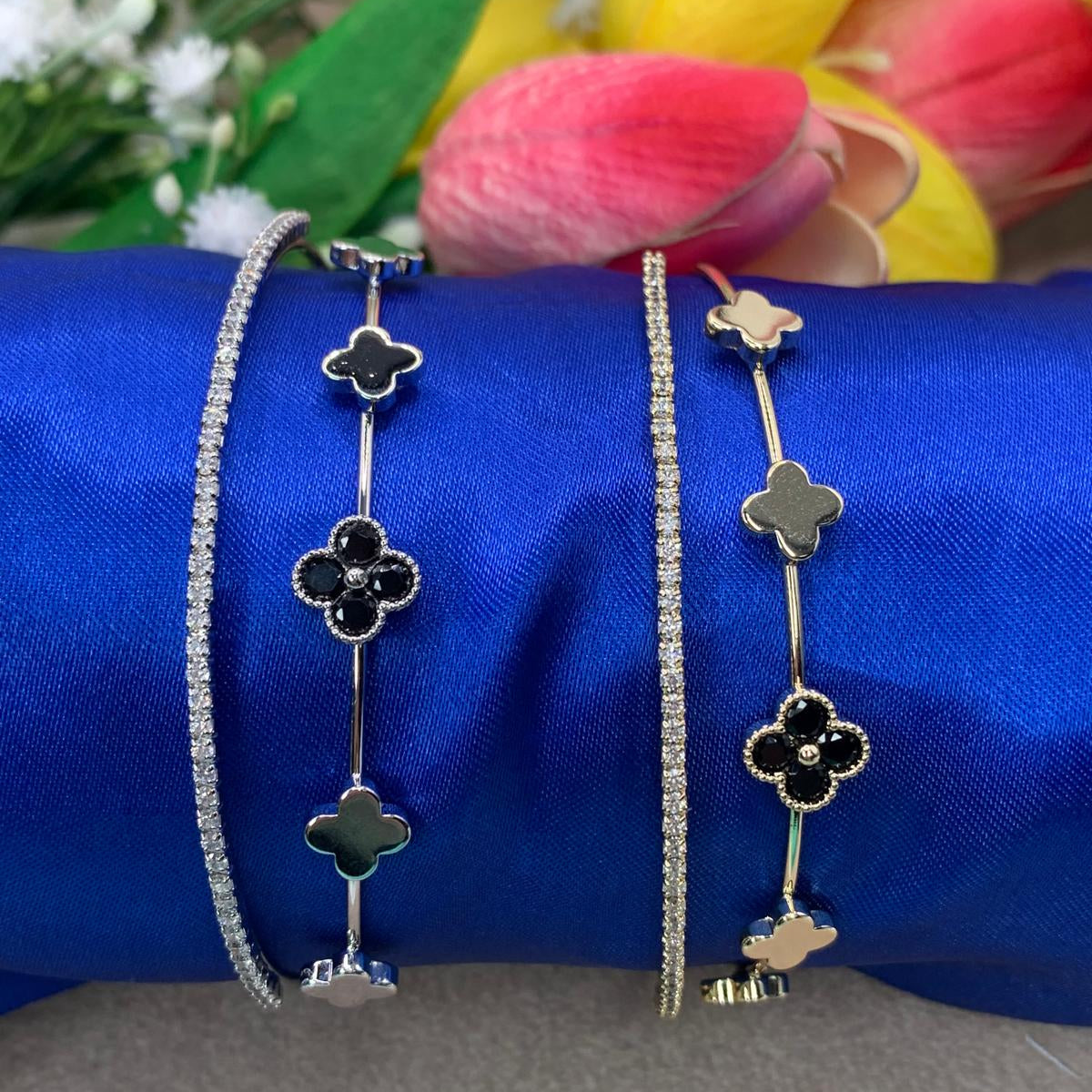 Bracciale trifoglio acciaio