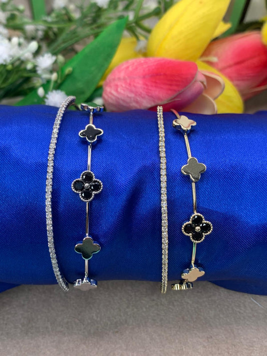 Bracciale trifoglio acciaio