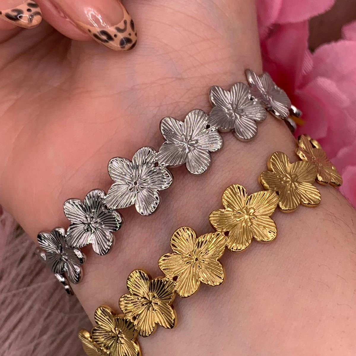 Bracciale orchidea acciaio