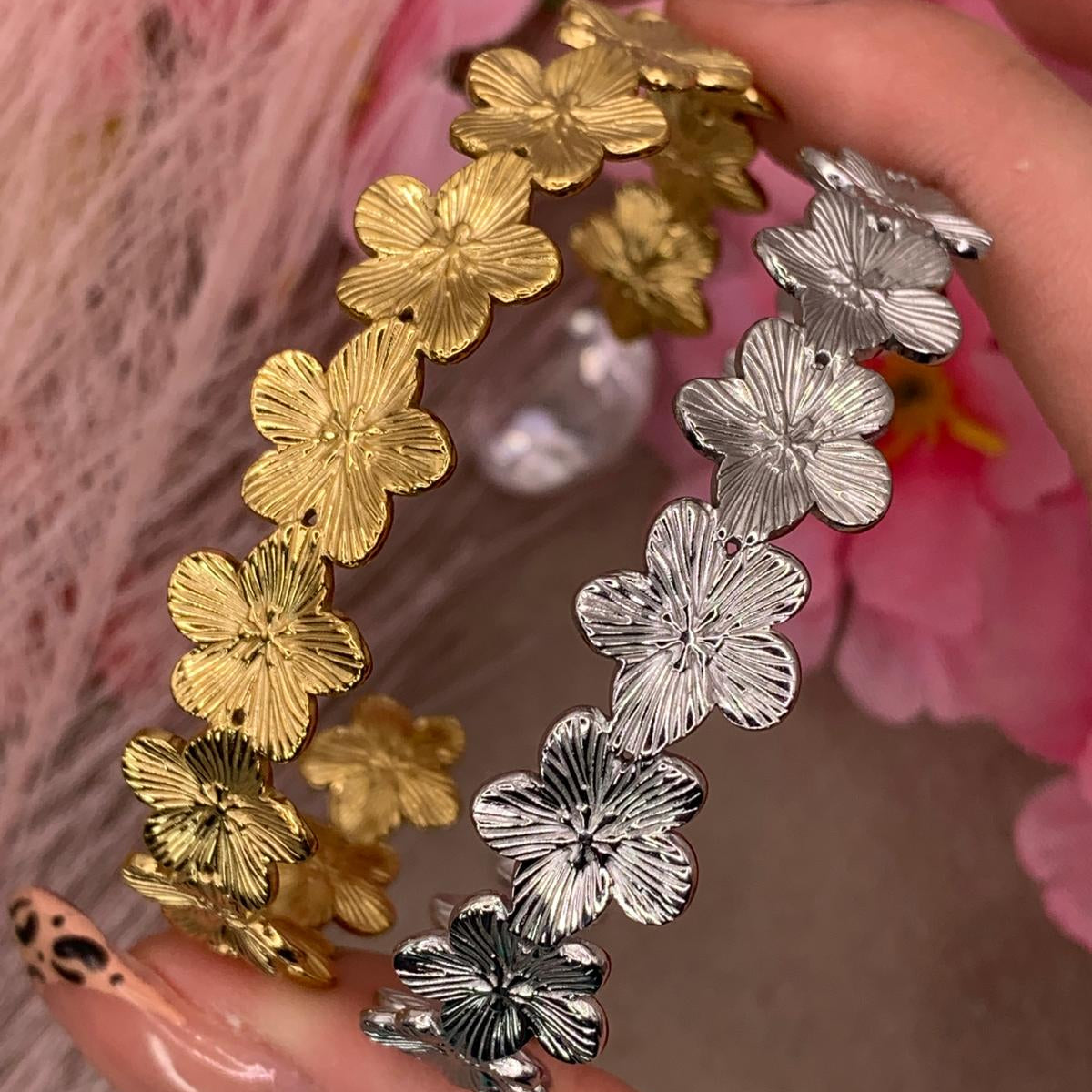 Bracciale orchidea acciaio