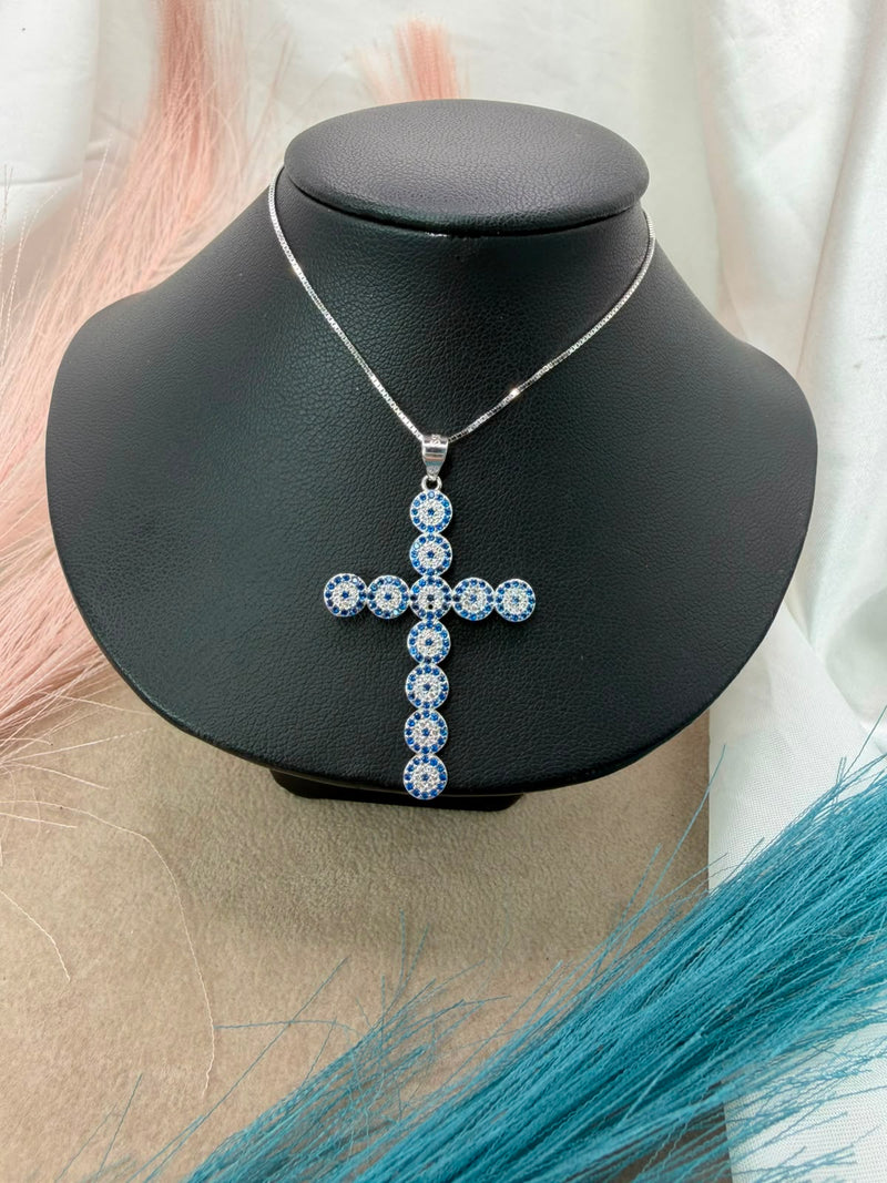 Collana croce blue and white