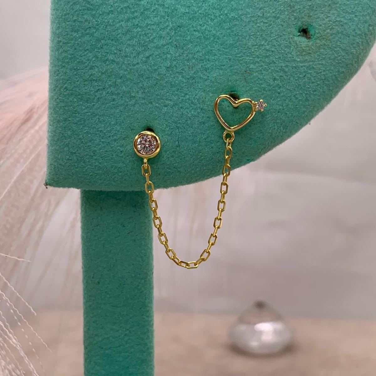 Orecchini chain cuore open
