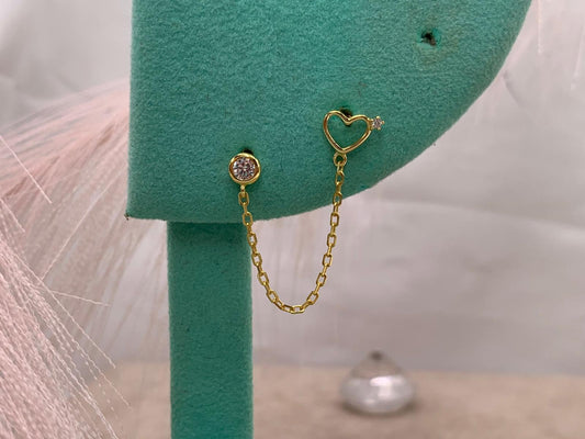 Orecchini chain cuore open