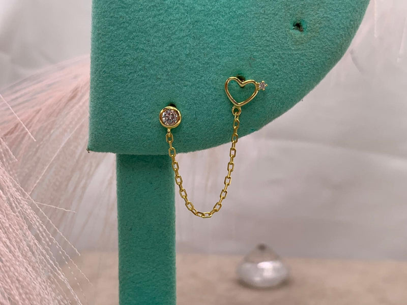 Orecchini chain cuore open