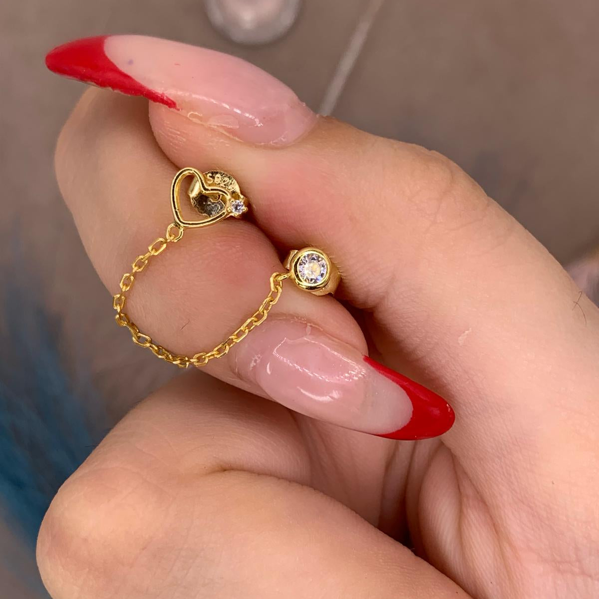 Orecchini chain cuore open