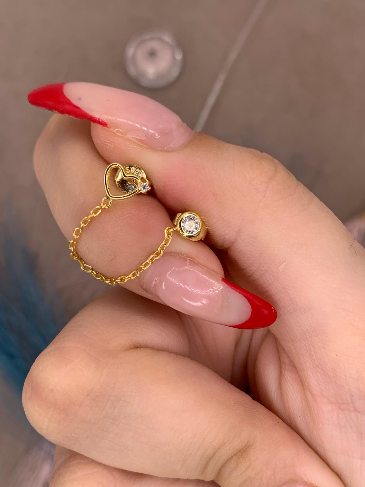 Orecchini chain cuore open