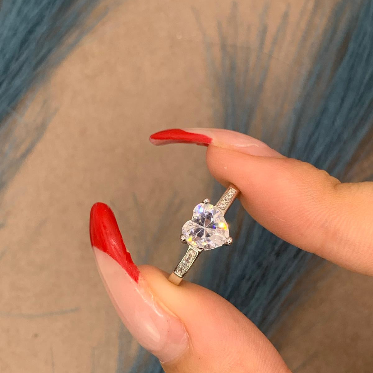 Anello cuore zirconato