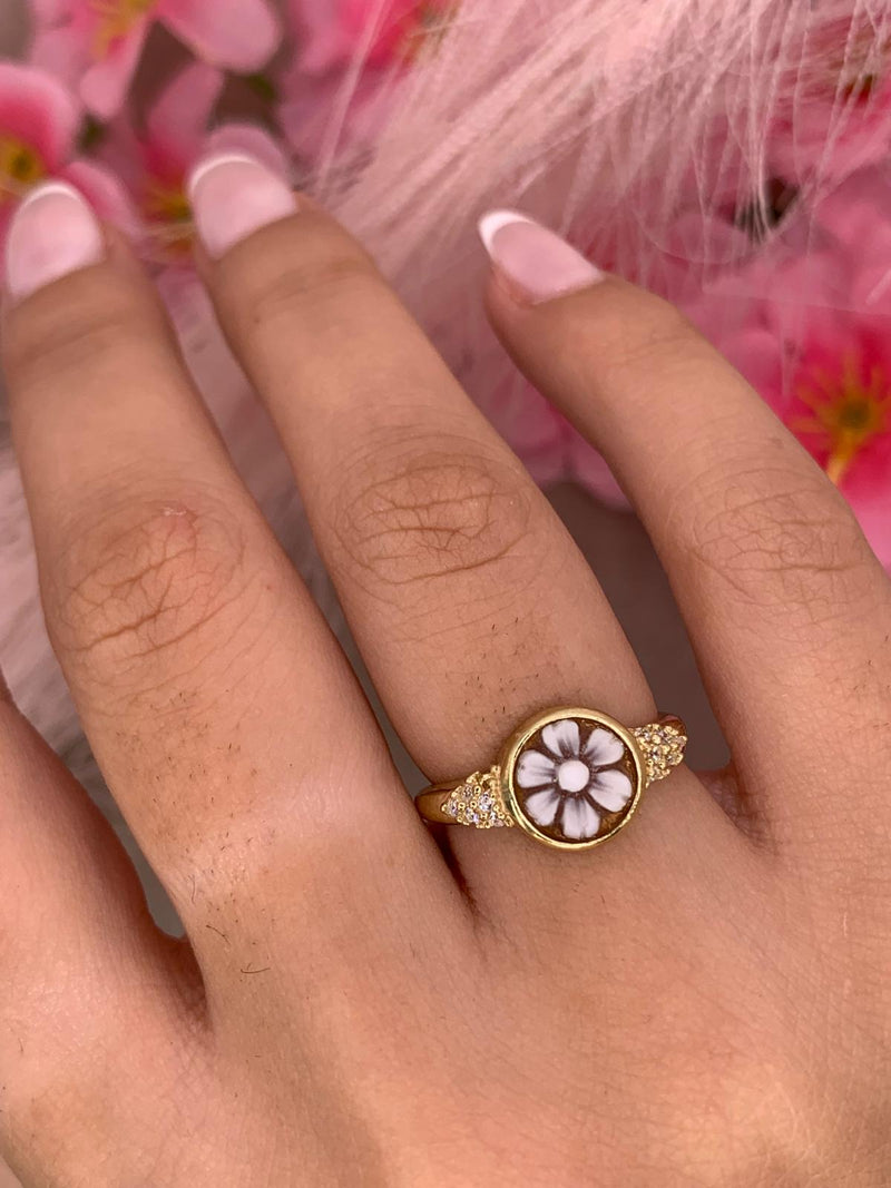 Anello cameo fiore