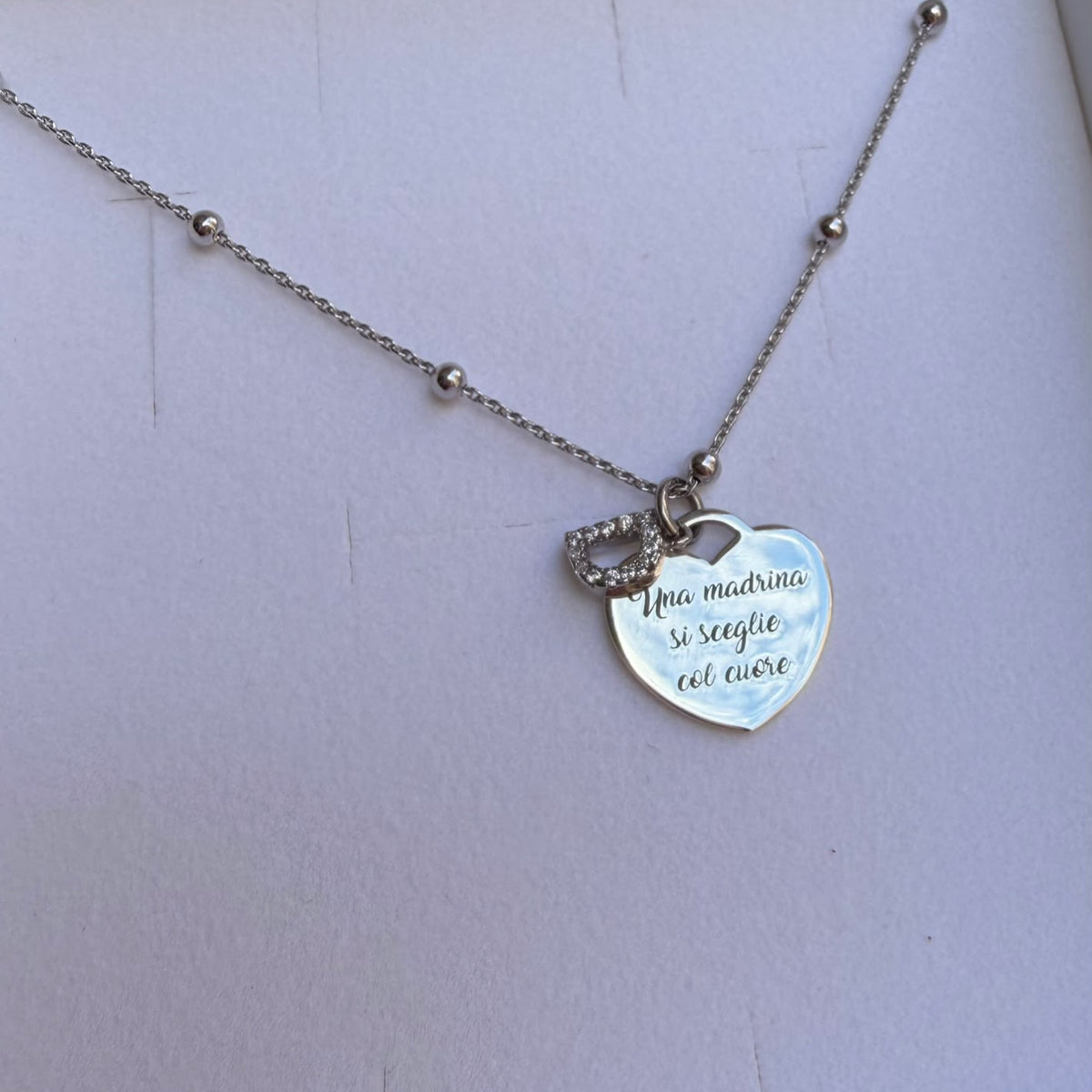 Collana cuore e iniziale zirconata
