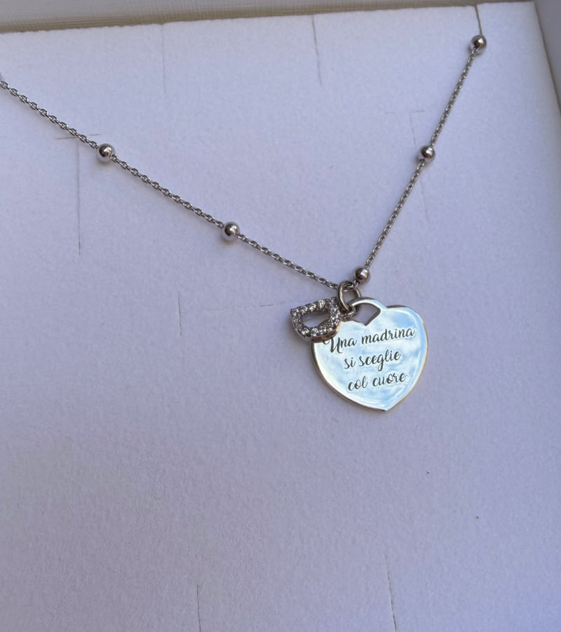 Collana cuore e iniziale zirconata