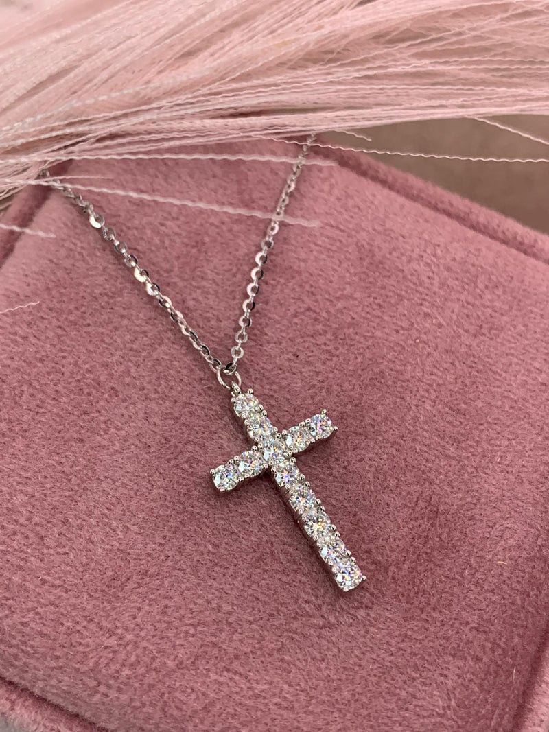 Collana m croce strass