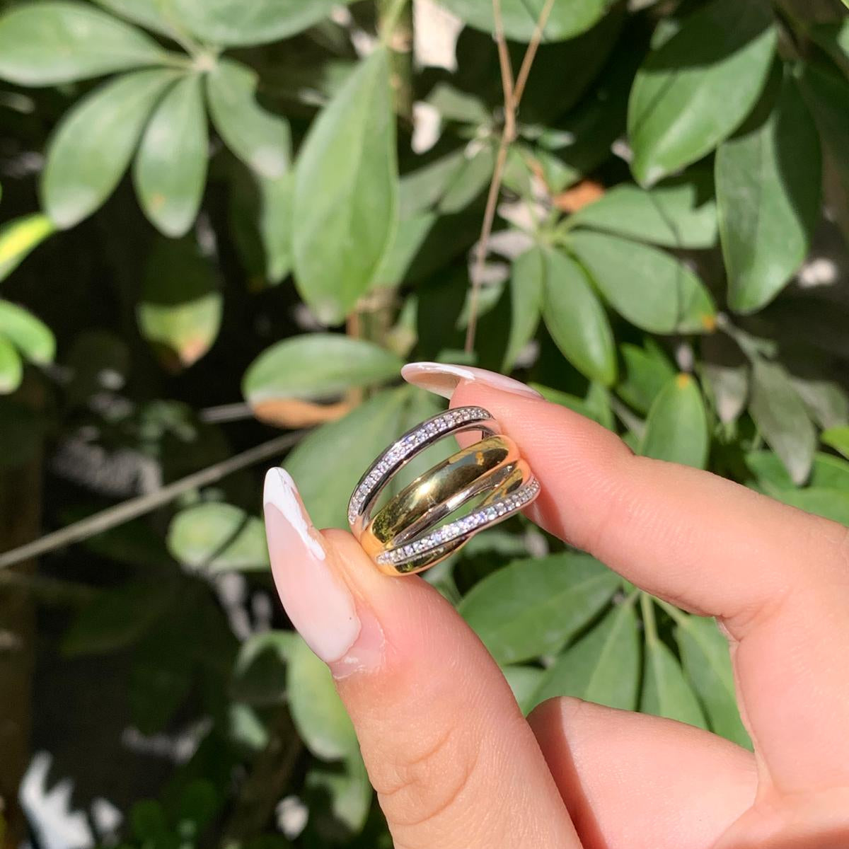Anello tre fascie bicolore