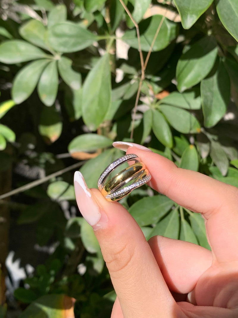 Anello tre fascie bicolore