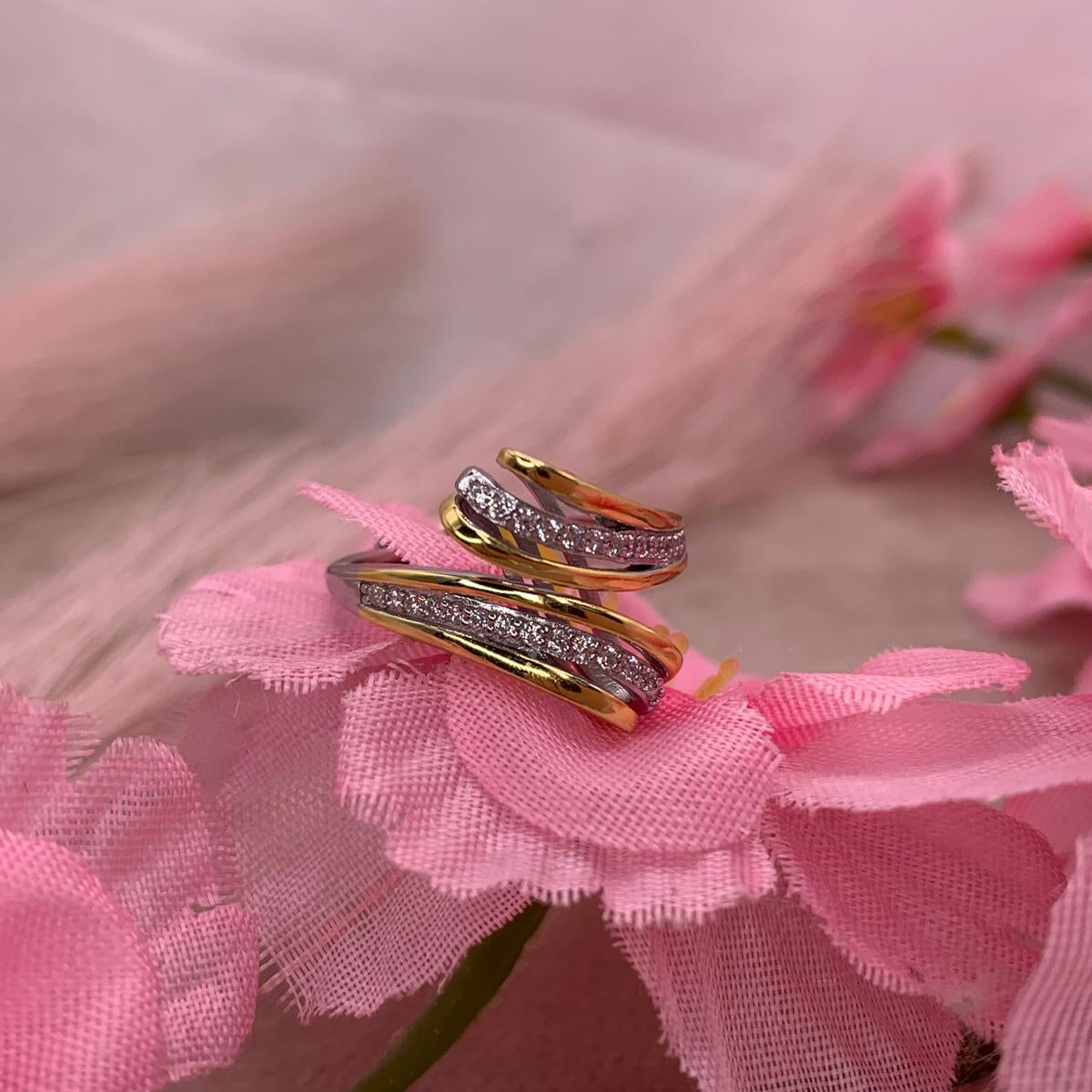 Anello abbraccio bicolore