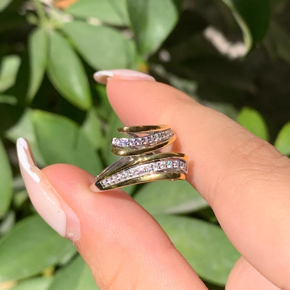Anello abbraccio bicolore