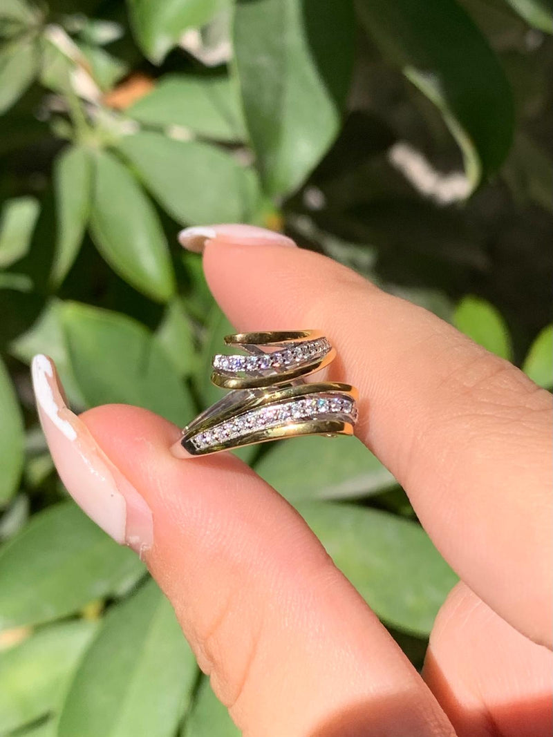 Anello abbraccio bicolore