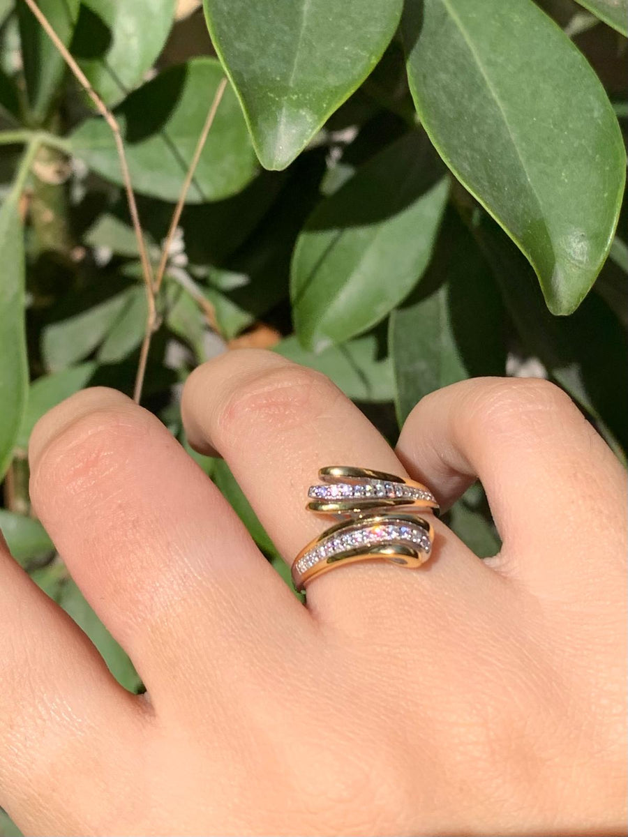 Anello abbraccio bicolore
