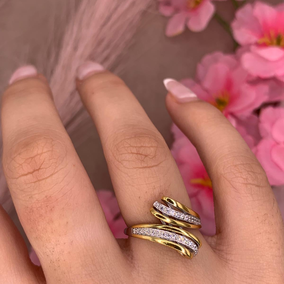 Anello abbraccio bicolore