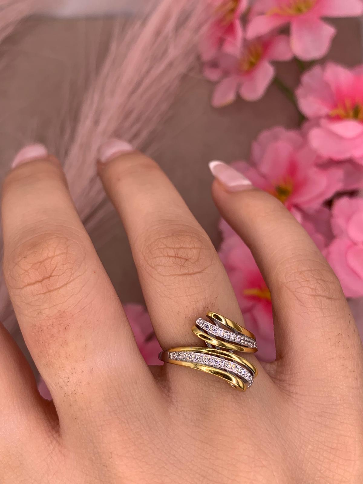 Anello abbraccio bicolore