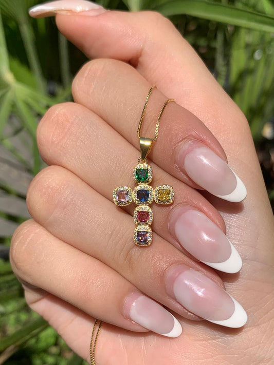 Collana croce arcobaleno