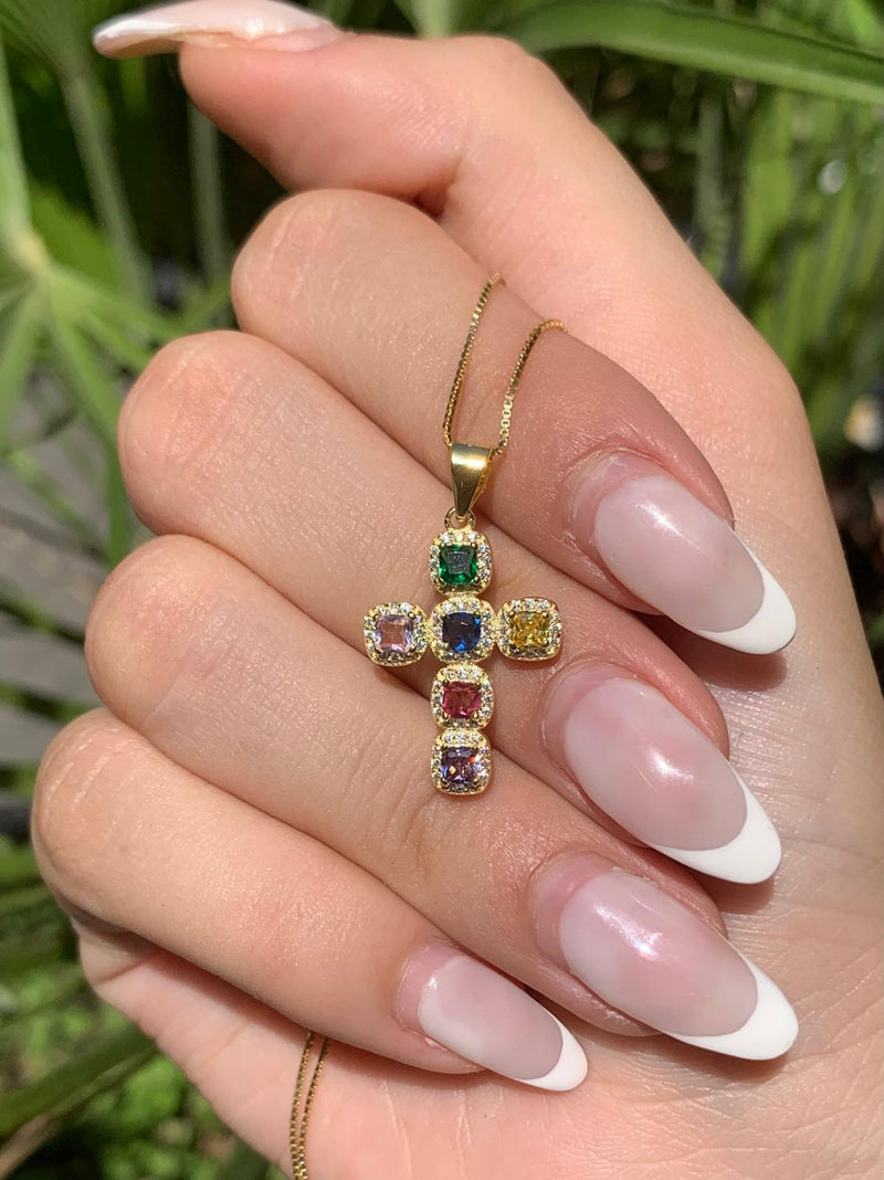 Collana croce arcobaleno