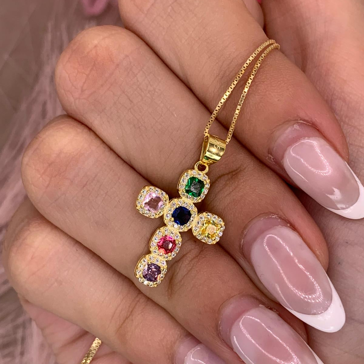 Collana croce arcobaleno
