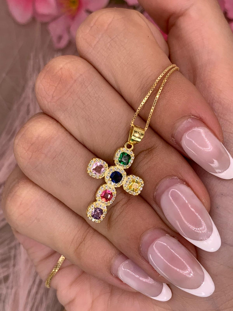Collana croce arcobaleno
