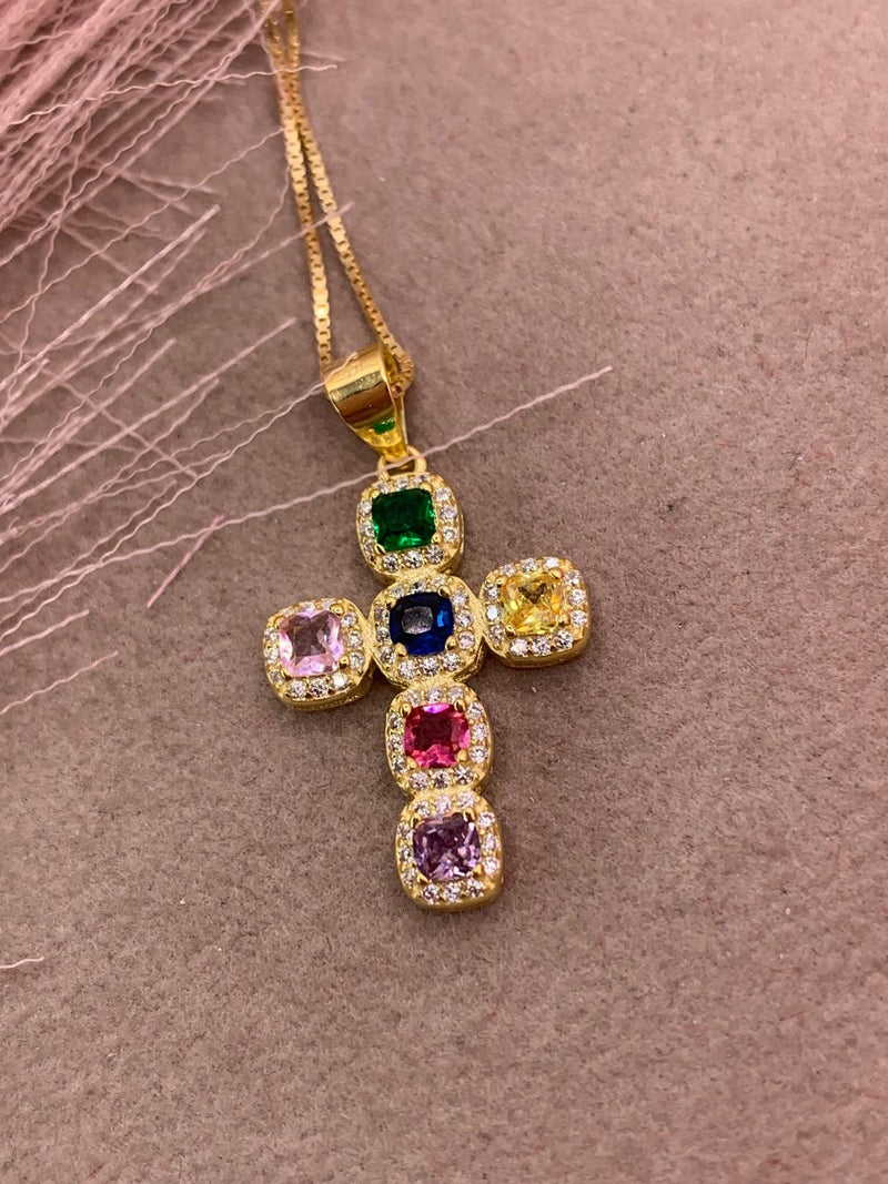 Collana croce arcobaleno