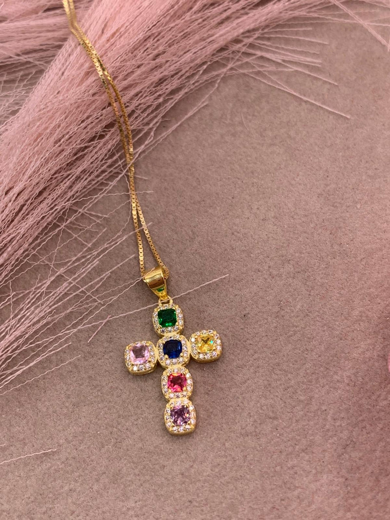 Collana croce arcobaleno