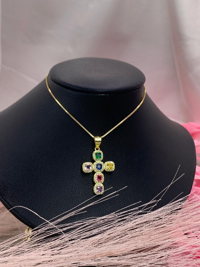 Collana croce arcobaleno
