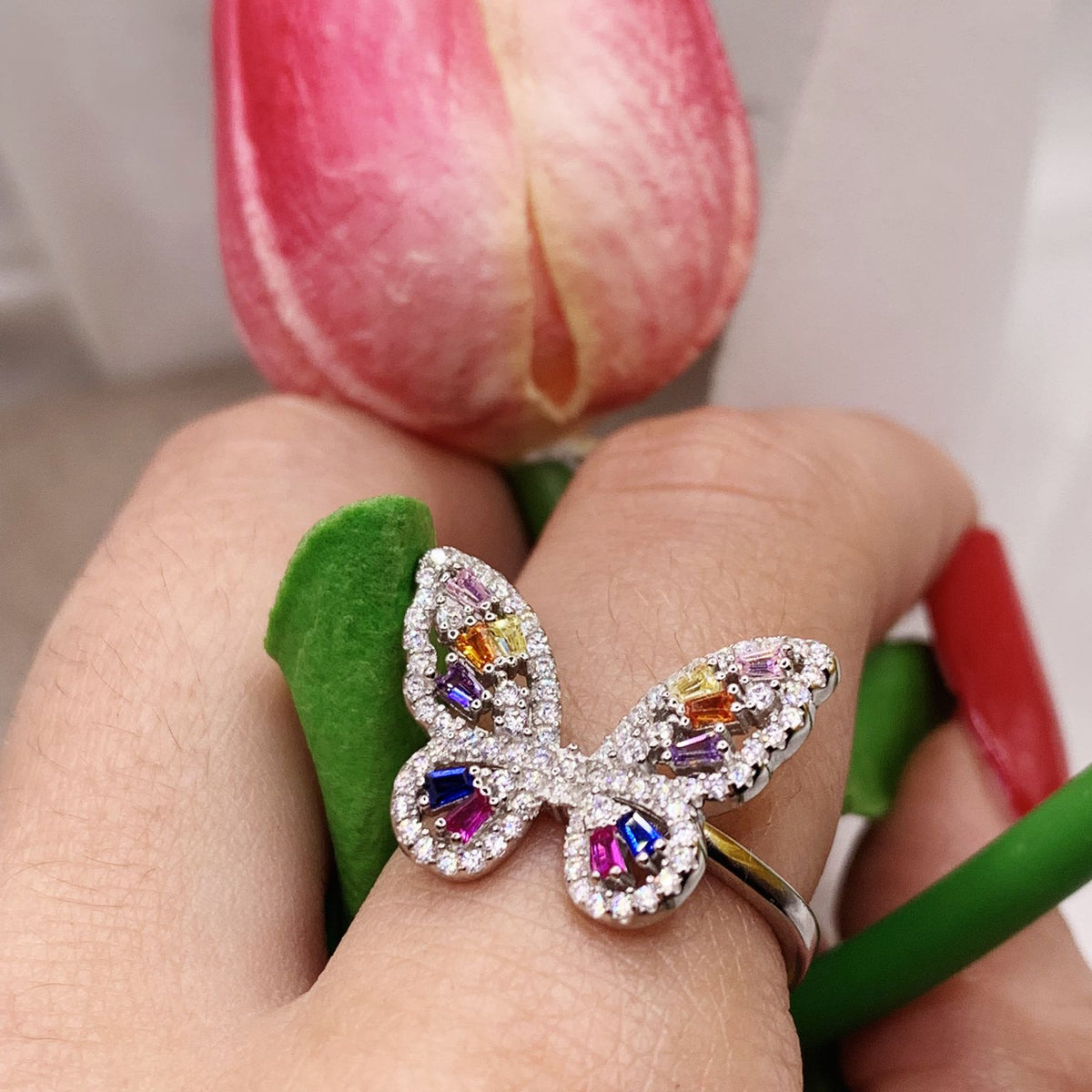 Anello butterfly rainbow