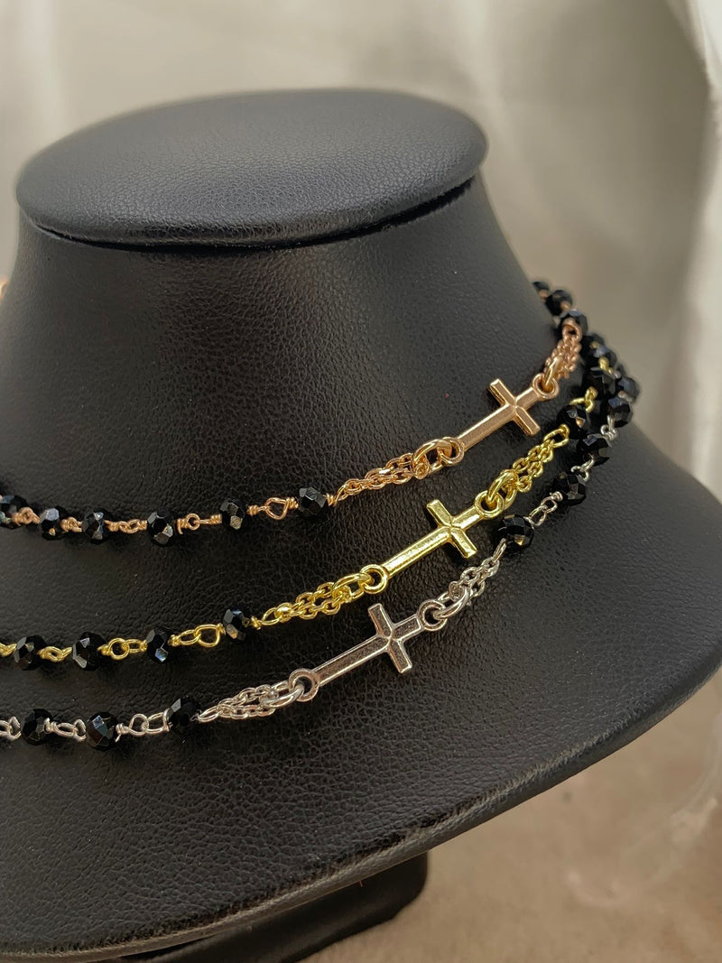 Rosario girocollo pietre nere