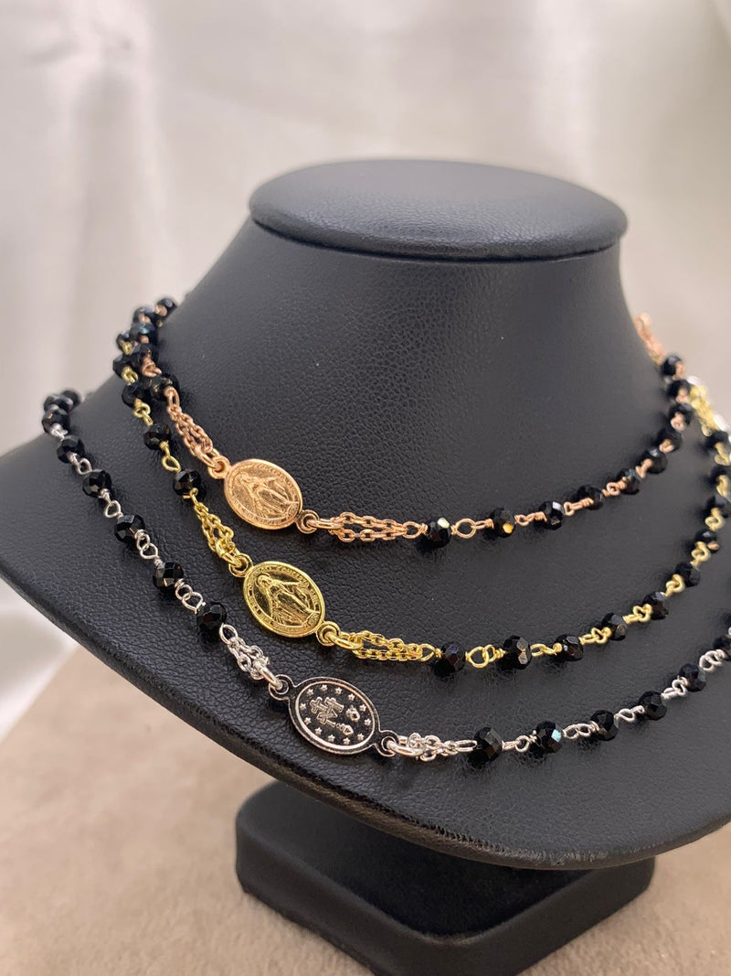 Rosario girocollo pietre nere