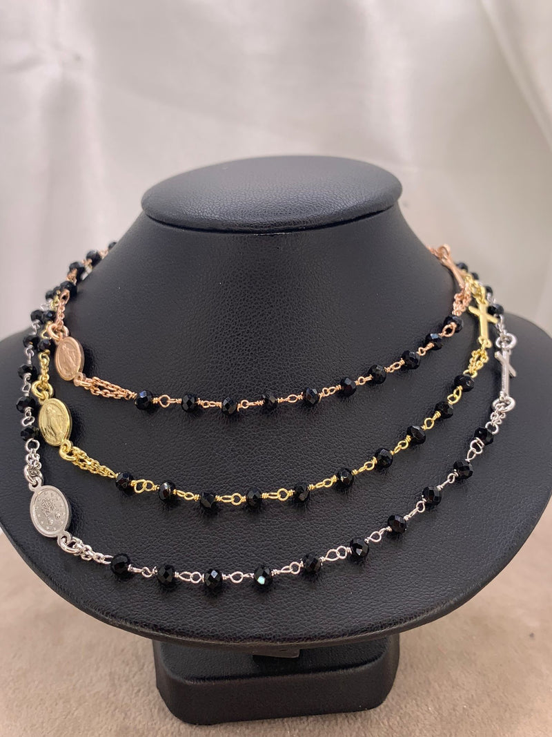Rosario girocollo pietre nere