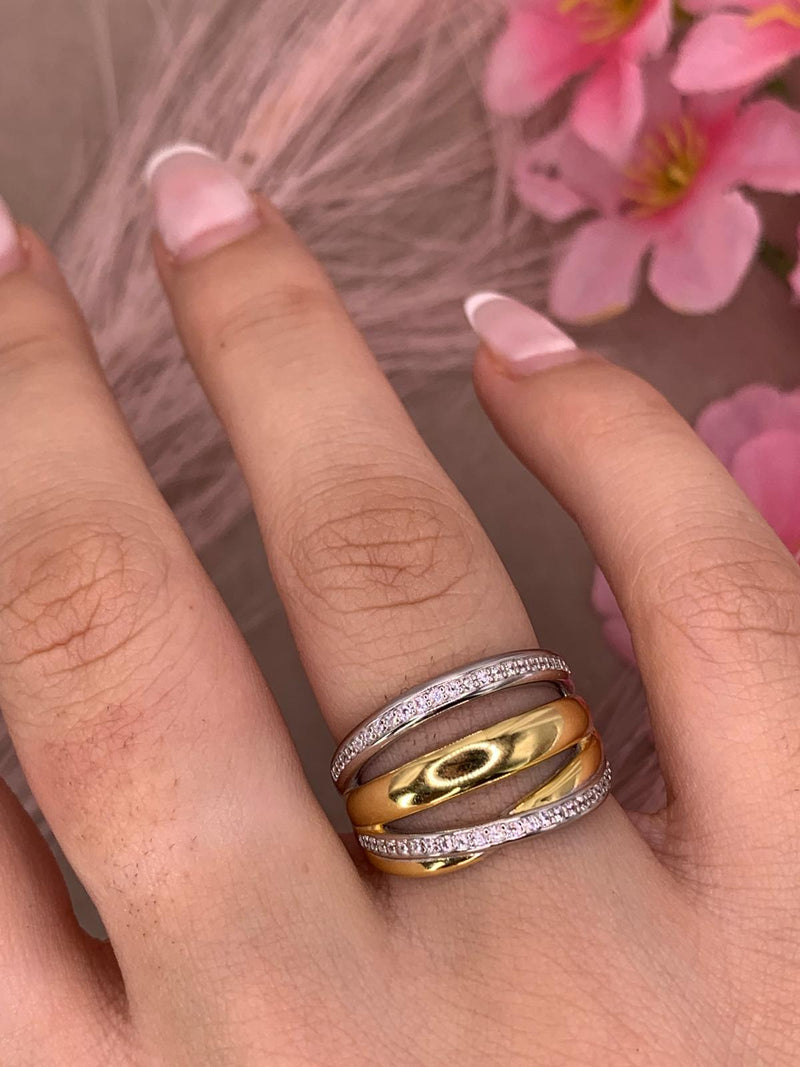 Anello tre fascie bicolore