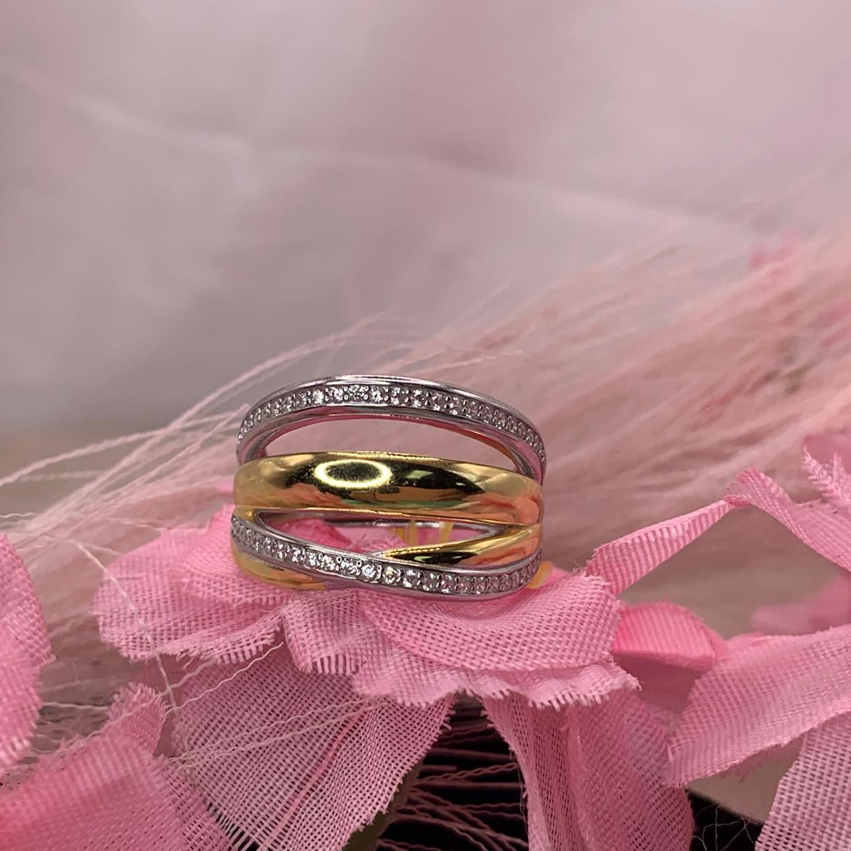 Anello tre fascie bicolore