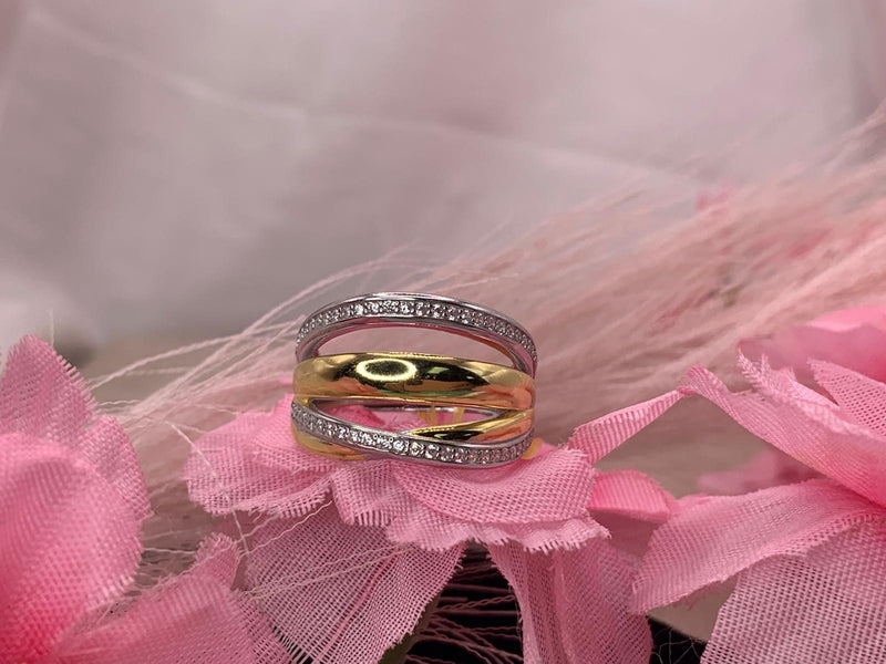 Anello tre fascie bicolore
