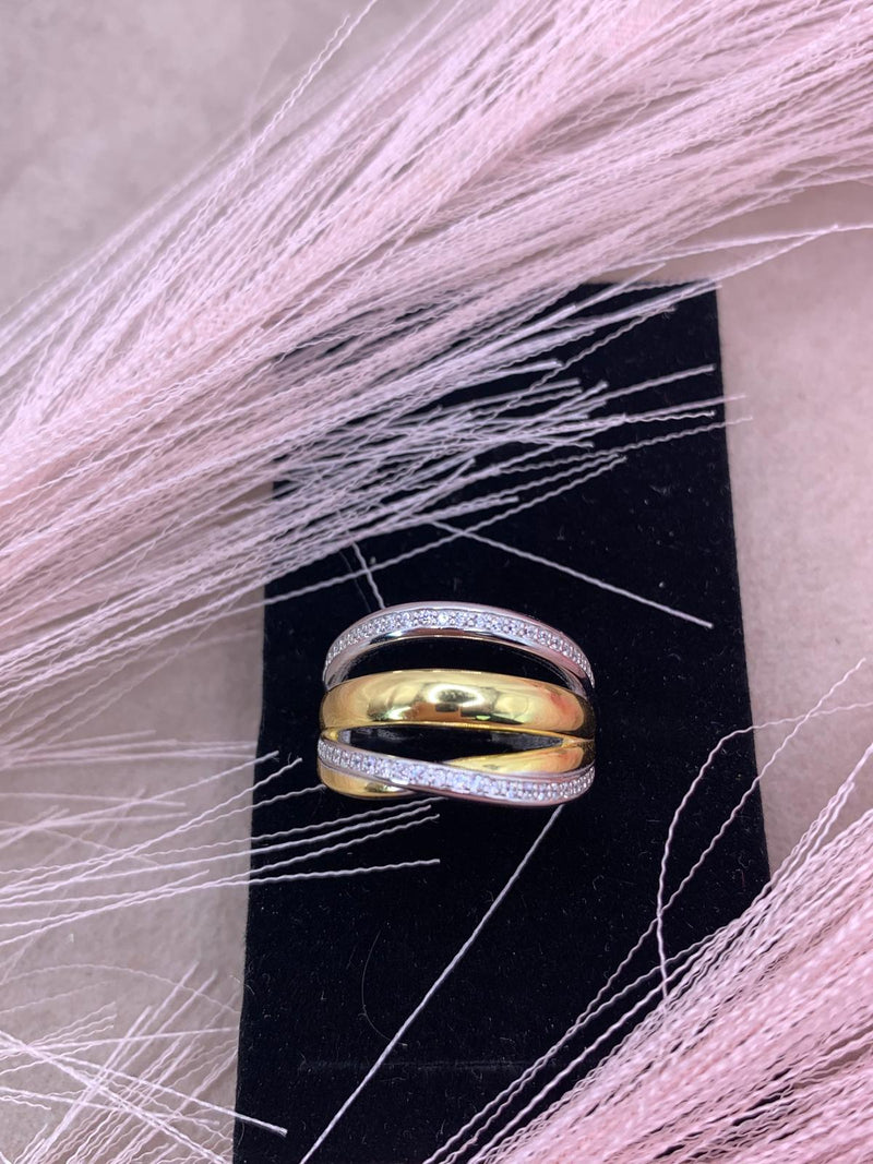 Anello tre fascie bicolore