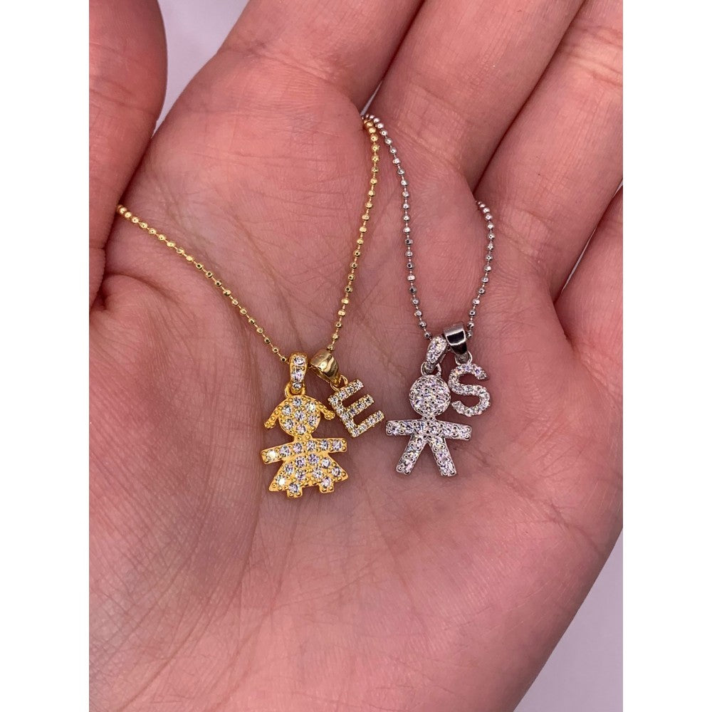 Collana bebè con iniziale zirconata