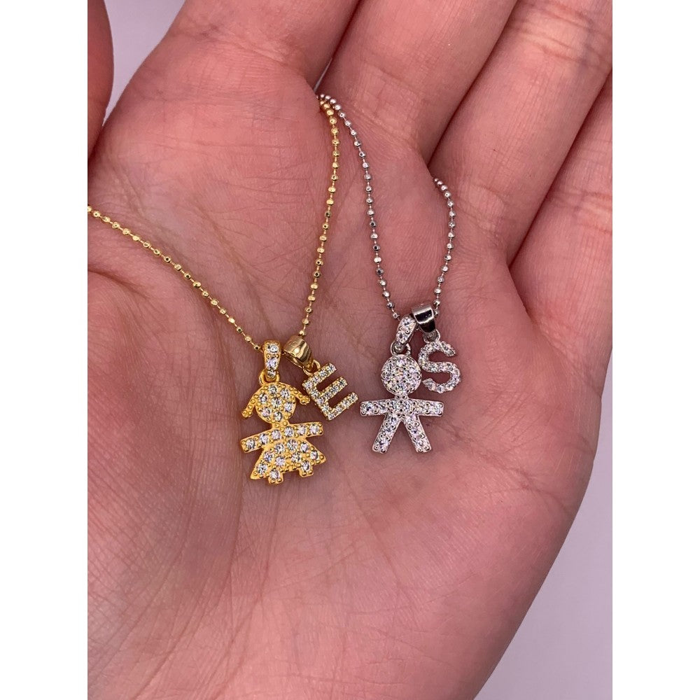 Collana bebè con iniziale zirconata